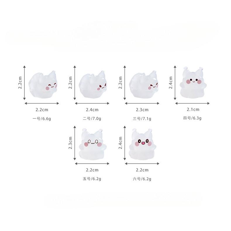 6Pcs Luminous Cartoon Cat Animal Miniatures Glow In the Dark Ornaments Fairy Garden Decoration Moss Terrarium Micro Landscape