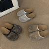 Thick-bottomed Mesh Rhinestone Bag Head Half Slippers Women's 2025 Summer New Outer Wear Lazy One Pedal Beach Cool Slippers