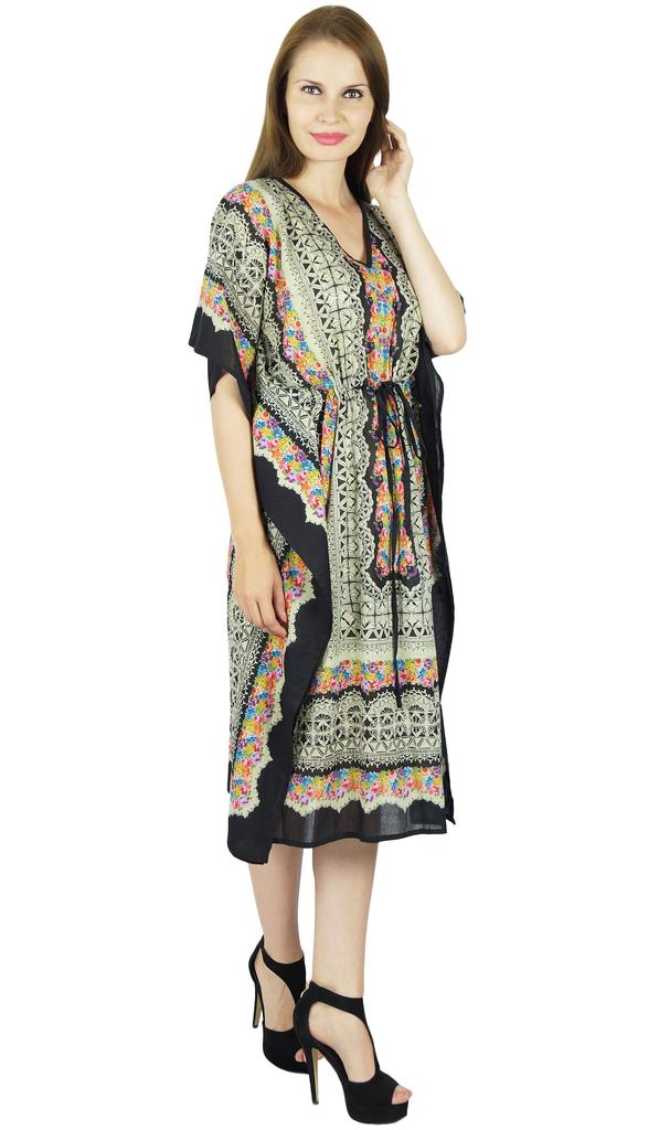 Bimba Кафтан с принтом, классическое пляжное платье, кимоно, рукава, хлопковый кафтан