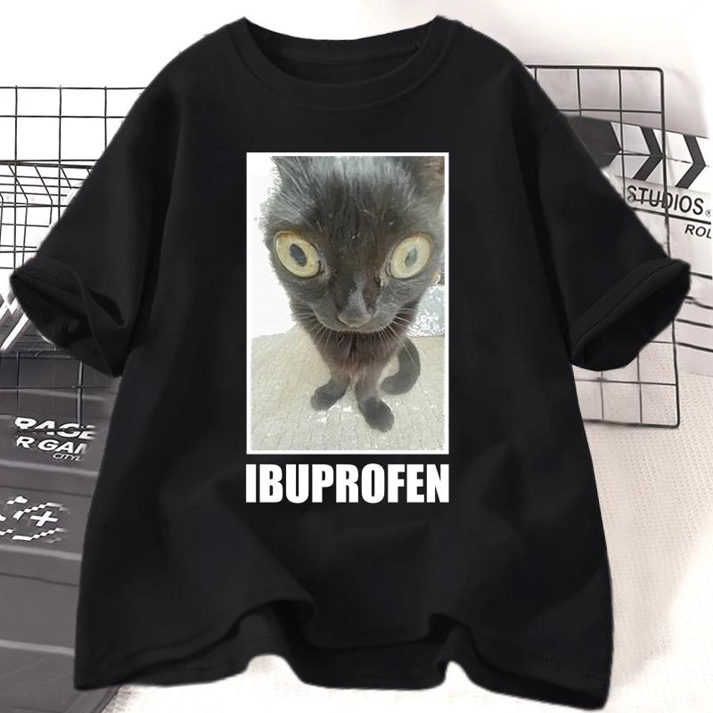 Fun Cat Ibuprofen Pattern TShirt Unisexs Unisexs TShirt Creative Short Sleeve Fashion Casual Loose Street Style Top Streetwear