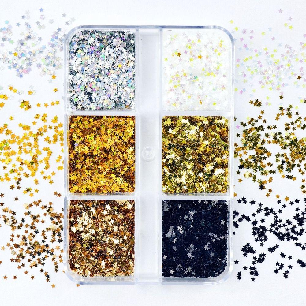 Five-pointed Star Sequins Nail Decorations 6-Grid Nail Charms Nail Art Decorations Nail Salon