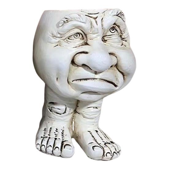 Fanyil Joy Planter Resin Sculpted Sheremart Joy Planter Face Statue Flower Pot with Feet for Indoor Outdoor Plants Decoration