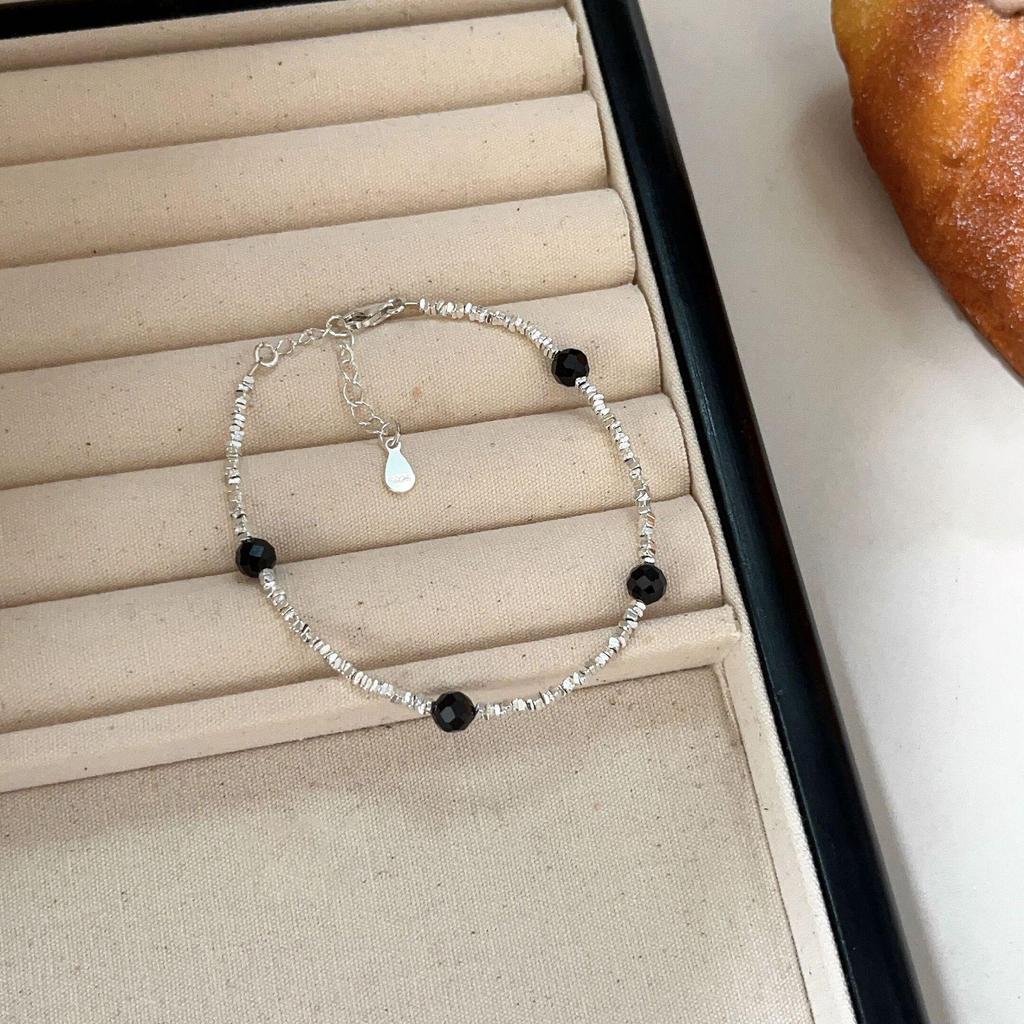 Набор бус из стерлингового серебра 925 пробы с черным агатом - Осенне-зимний чокер