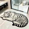 Diatomite Tiger Floor Mat Absorbent Irregular Bath Rug Tiger Shape Rug  Home Entrance Decor