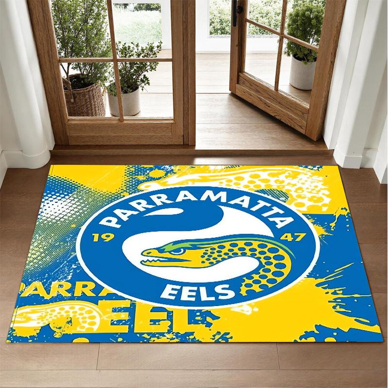 Parramatta Eels Design Crystal Velvet Rug Soft Decorative Mat for Bedroom Entrance