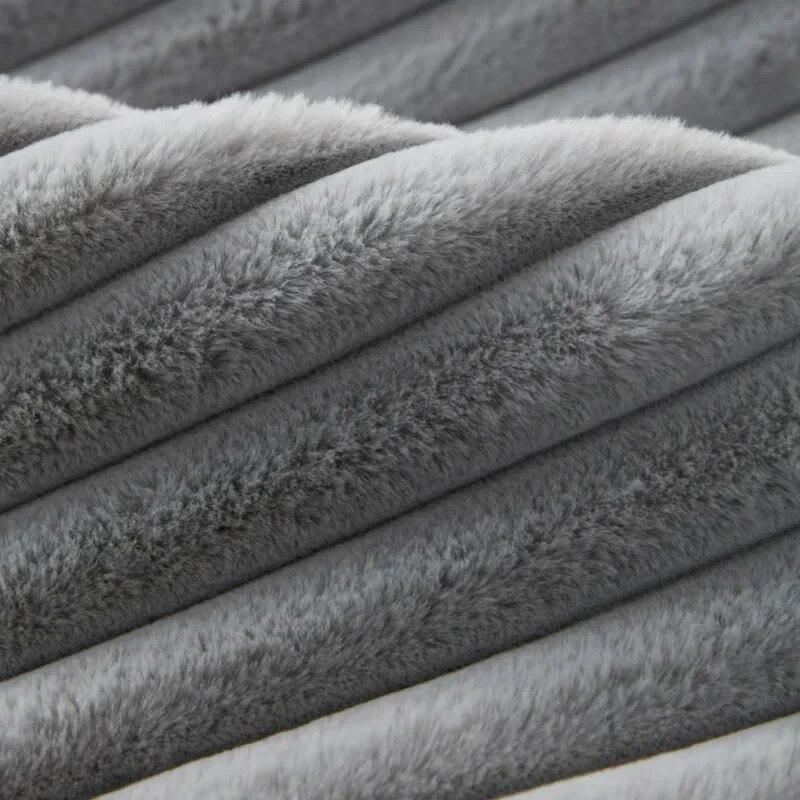 Super Soft Rabbit Plush Quilted Sofa Towel Winter Warm Thick Plush Couch Cover L-shaped Sectional Anti-slip Sofa Cover