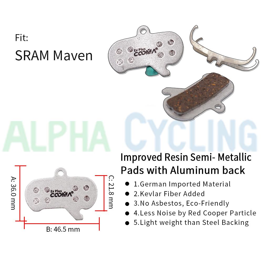 4 Pairs Ex Plus Bicycle Disc Brake Pads For SRAM Maven All series Caliper, Improved Resin