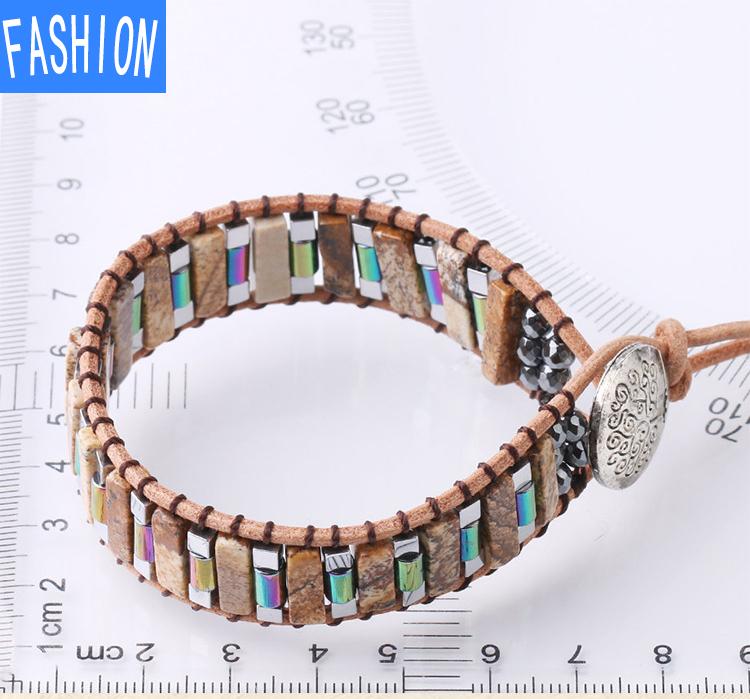 Длинный квадратный браслет из бисера в национальном стиле, ручной работы, браслет из натурального камня, женский браслет