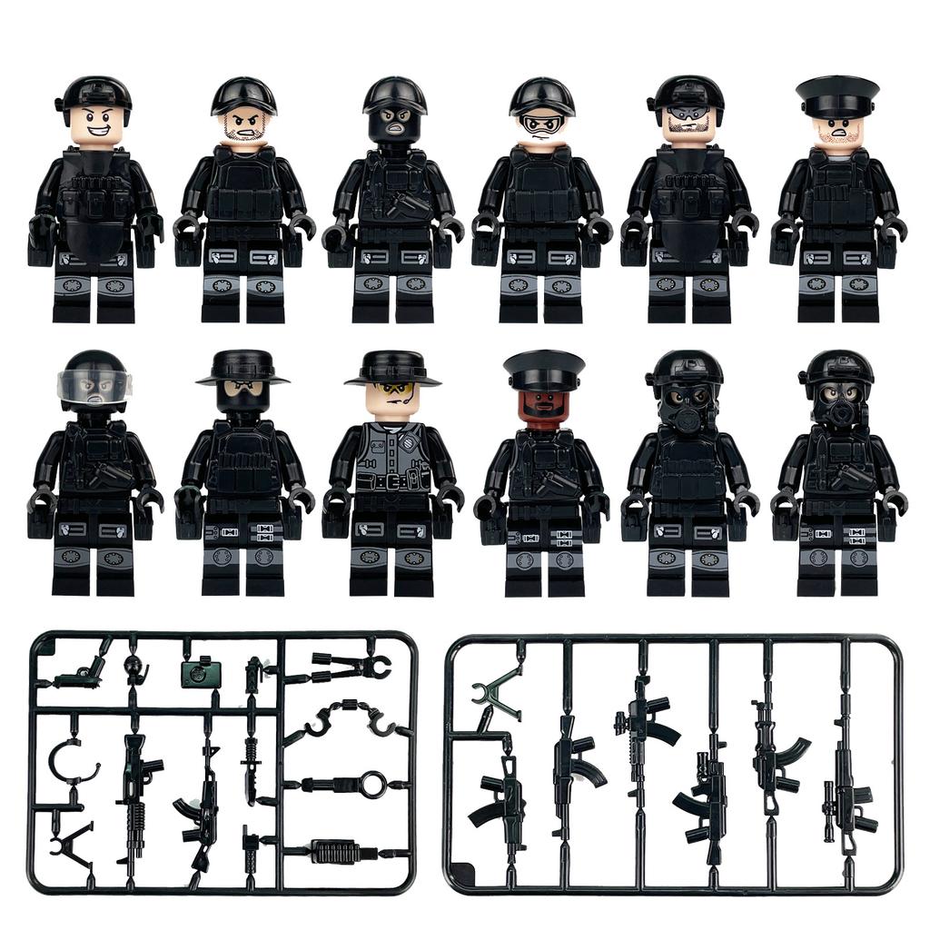 160 Black Swat Weapon Shield M8003 Human Military Doll Model Small Particle Fight