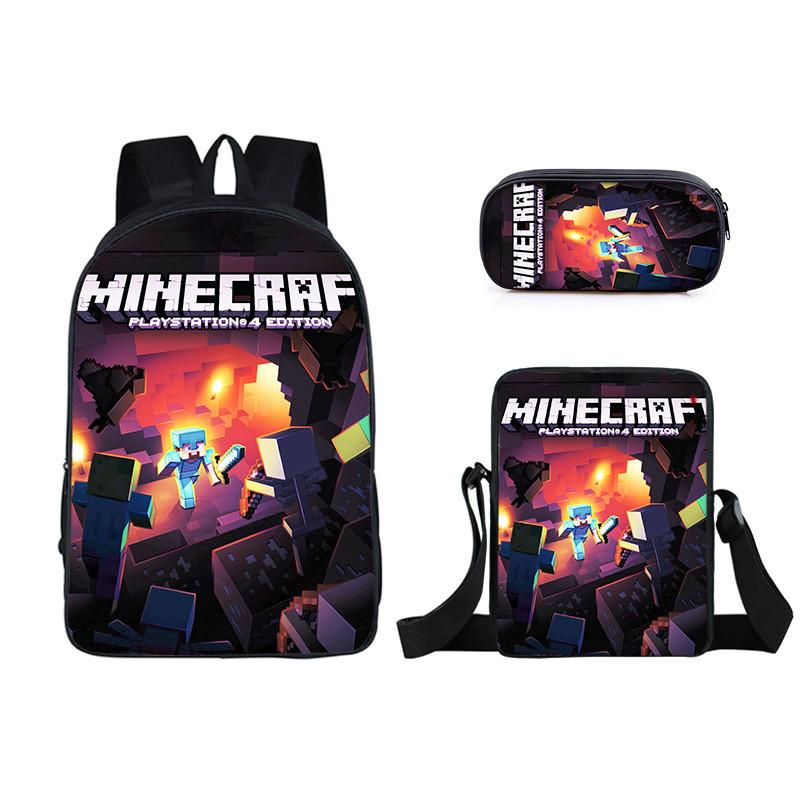 Minecraft Cartoon Game Character Printed Children Large Backpack Capacity