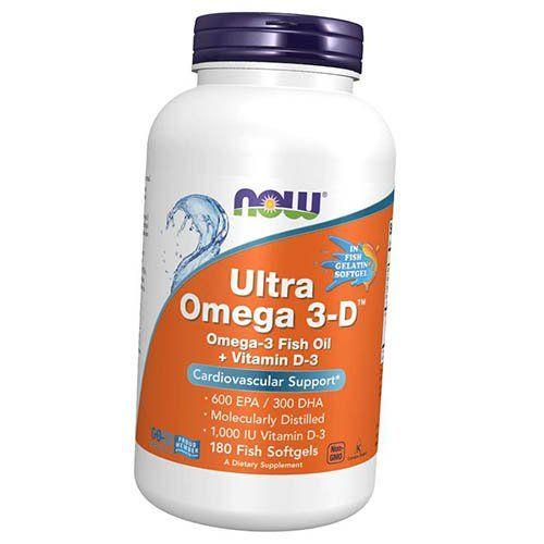 Ультра Омега-3 с Витамином Д3, Ultra Omega 3-D, Now Foods  90гелкапс (67128012)