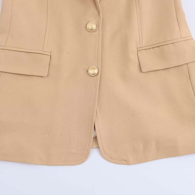 Женский приталенный пиджак с отворотом и отложным воротником, однобортный пиджак для офиса, элегантные модные пальто