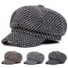 Fashion Plaid Octagonal Hat Outdoor Leisure Warm Hats Ladies' Street Beret Cap Newsboy Caps