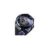 Forsining Men's Minimalist Retro Design Skeleton Watch Black with Transparent Business Mesh Band