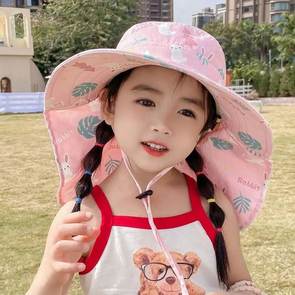 Neck Ear Cover Children's Sunscreen Hat With Whistle Kids Beach Caps Summer Baby Hat  UV Protection