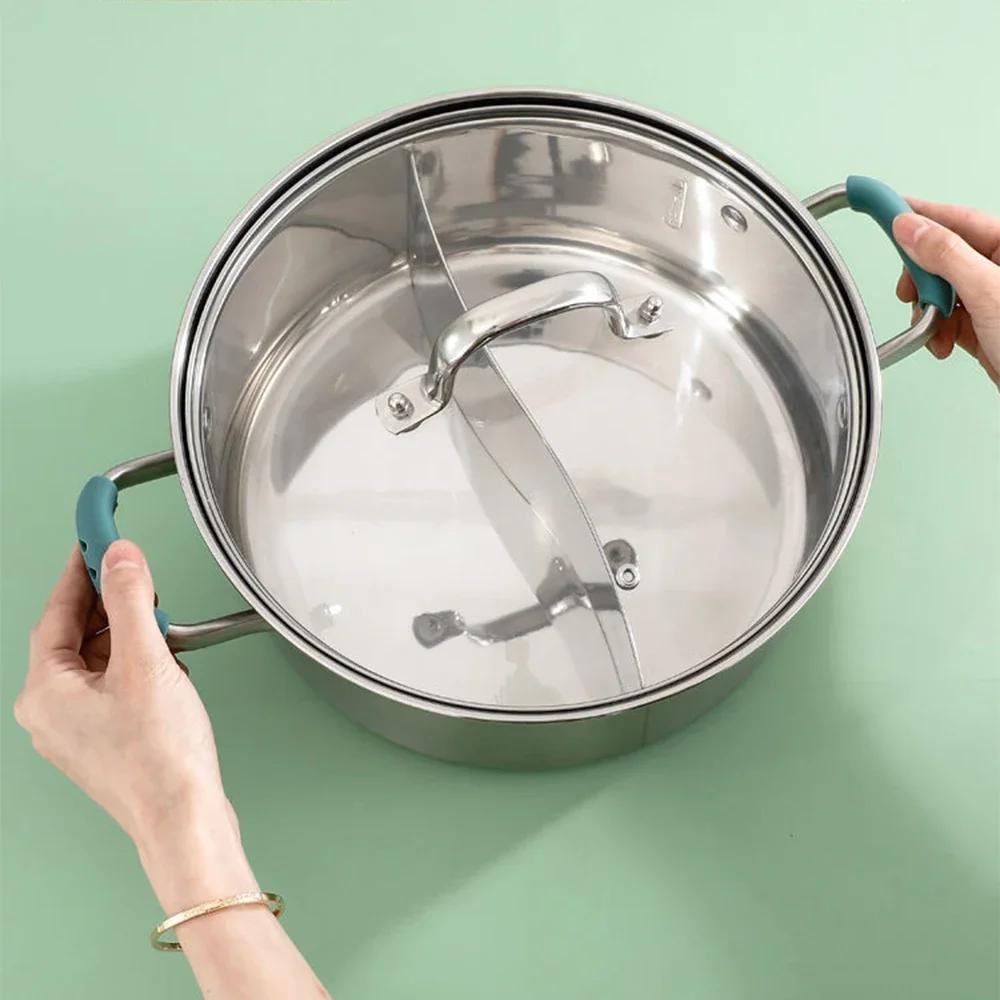 1 пара силиконовых ручек, противоожоговые, нескользящие, силиконовые, для кастрюль, чехлы для ручек с теплоизоляцией, кухонные принадлежности