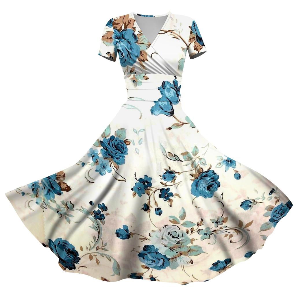 Женское платье принцессы, сексуальное плиссированное платье с коротким рукавом и v-образным вырезом на талии