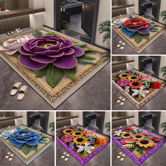 Коврик для пола 3D цветочный узор коврик для ванной комнаты высокоабсорбирующий быстросохнущий нескользящая резиновая основа кухонный душевой коврик для двери прачечной