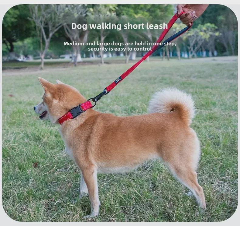 Короткий поводок для дрессировки из нейлона для средних и крупных собак - прочный тяговый трос