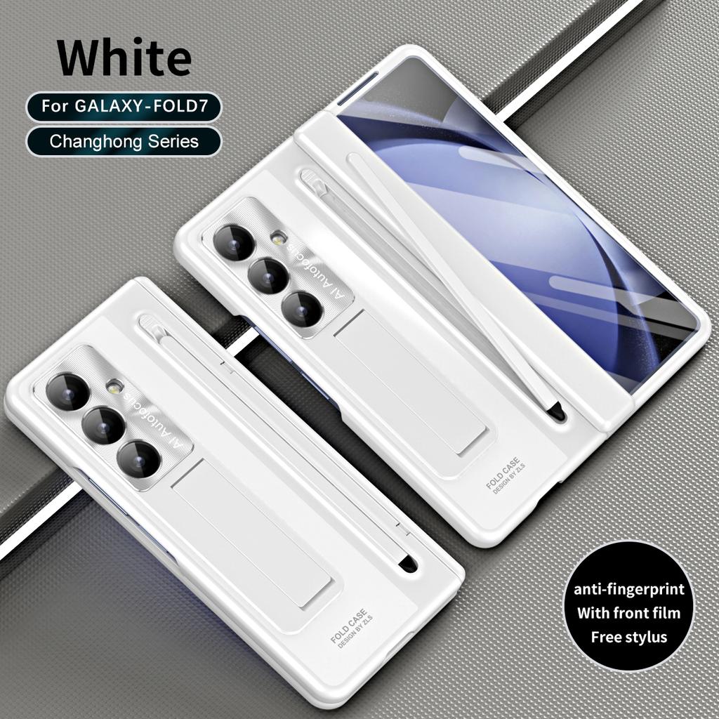Чехол с держателем для стилуса для Samsung Galaxy Z Fold 7 6 5 4 FOLD7, складная крышка на петлях, подставка, полная защита, пленка из закаленного стекла