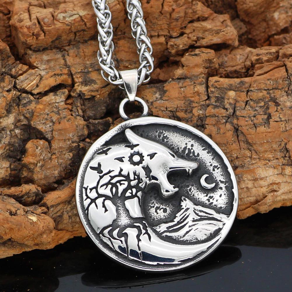 Скандинавское ожерелье с подвеской в ​​виде руны викингов и волка, модный мужской длинный талисман