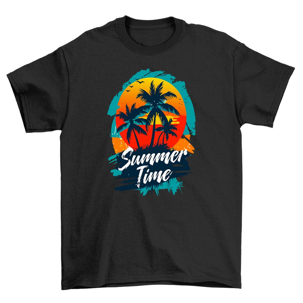 Summer_65 - Palm Trees feel T-Shirt Mens Womens Tees Top, 100% Cotton, Funny Beach Shirt, Unisex Desi