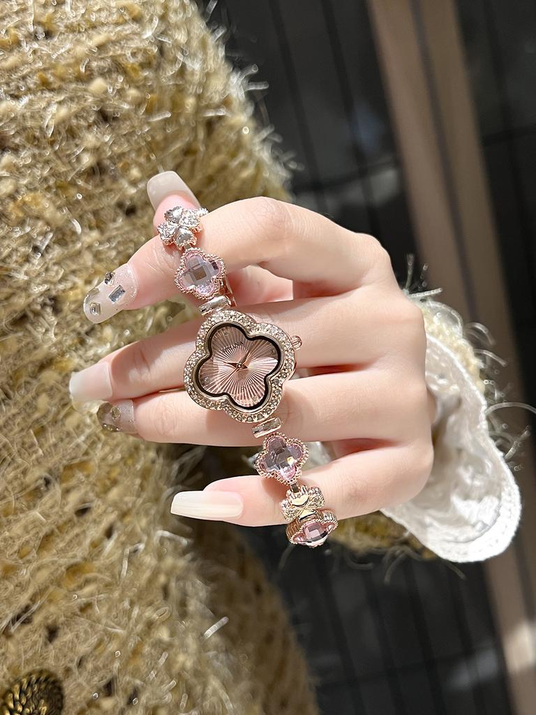 Винтажный браслет-клевер премиум класса, кристальные женские водонепроницаемые кварцевые часы