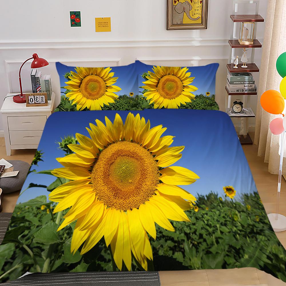 3D комплект постельного белья «Подсолнух» для дома, пододеяльник и наволочка, Австралия/ЕС/США, односпальная/двуспальная кровать, полноразмерное украшение для дома