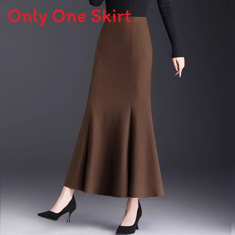 Classic High Waist Mermaid Skirt With Splicing Design For Elegant Fall Fashion