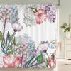 Маленькая свежая цветочная листва Цветы Шторка для душа Ванная комната Водонепроницаемый полиэстер Разные размеры 3D-печать Шторы для ванной душа