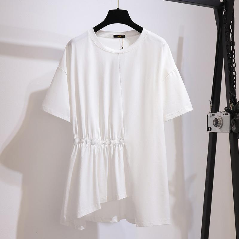Свободная нижняя рубашка, летняя женская футболка, топы с короткими рукавами больших размеров