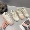 Sports Shoes Women's  Spring and Autumn New All-match Leather Casual Biscuit Bottom White Shoes Korean Fashion