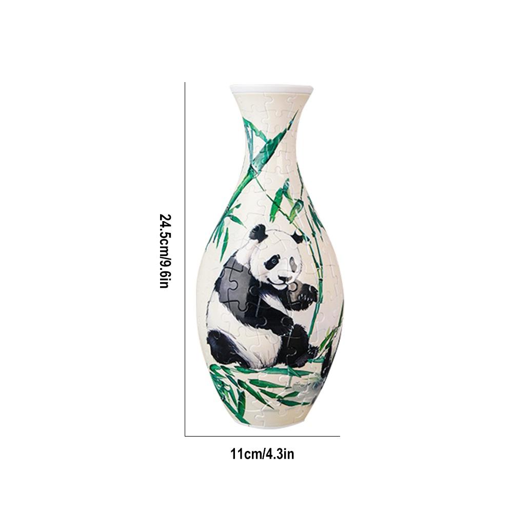 Non-Toxic Puzzle Panda Flower Vase 3D Porcelain Design Made Plastic Home Decoration And Flower Arrangement Housewarming Kids Toys Gifts