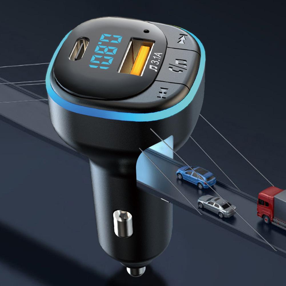 Bluetooth-Compatible 5.0 Car Phone Charger Fast Charging USB Type C Cigarette Lighter MP3 Music Player for Family Travel