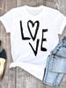 Summer Clothing Leopard Love Heart Sweet Fashion Women Tee T-shirts Casual Short Sleeve Regular Female Graphic T Shirt Clothes