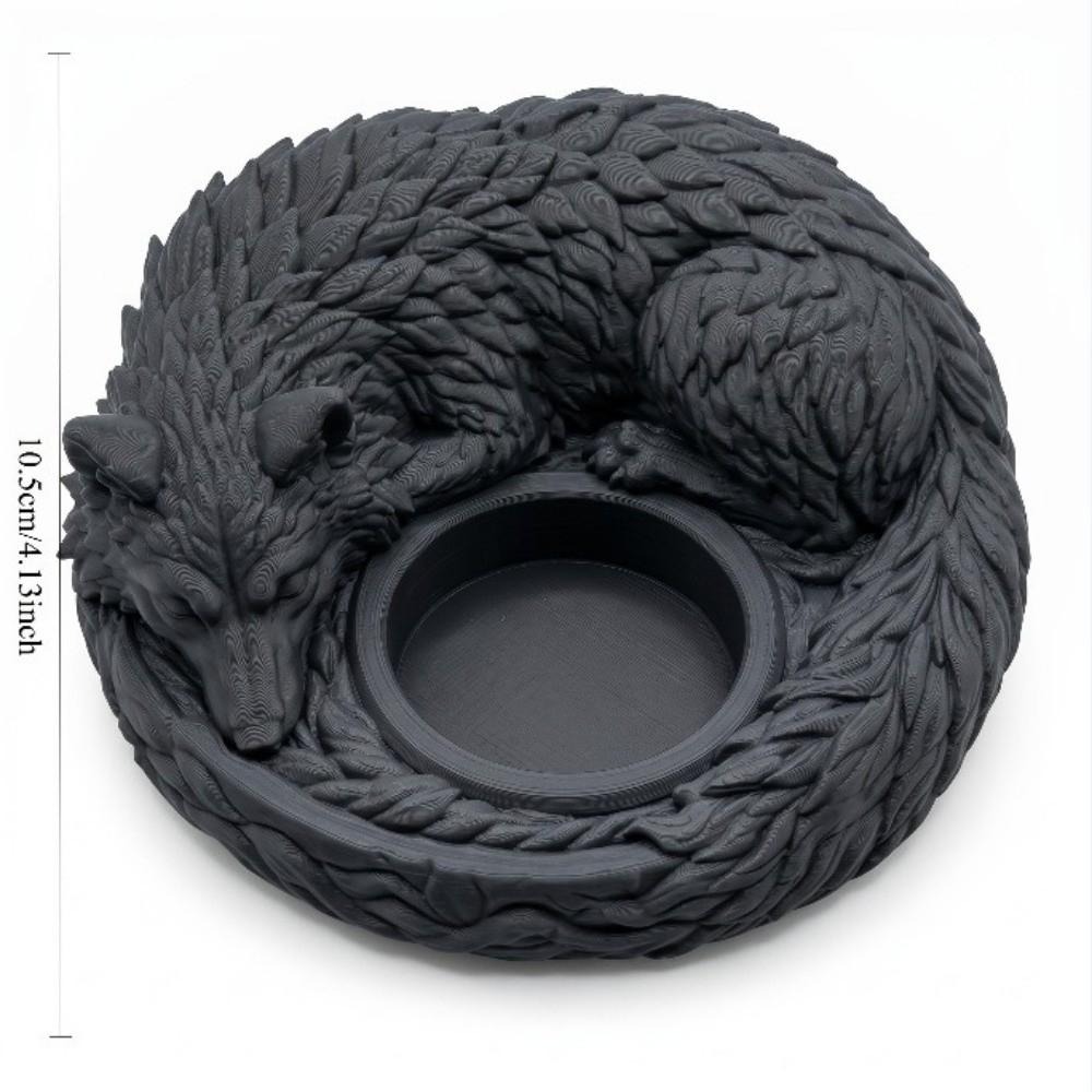 3D Printed Candle Holder Ornaments Ring Display Plate Sleeping Wolf Candlestick Entryway Decor