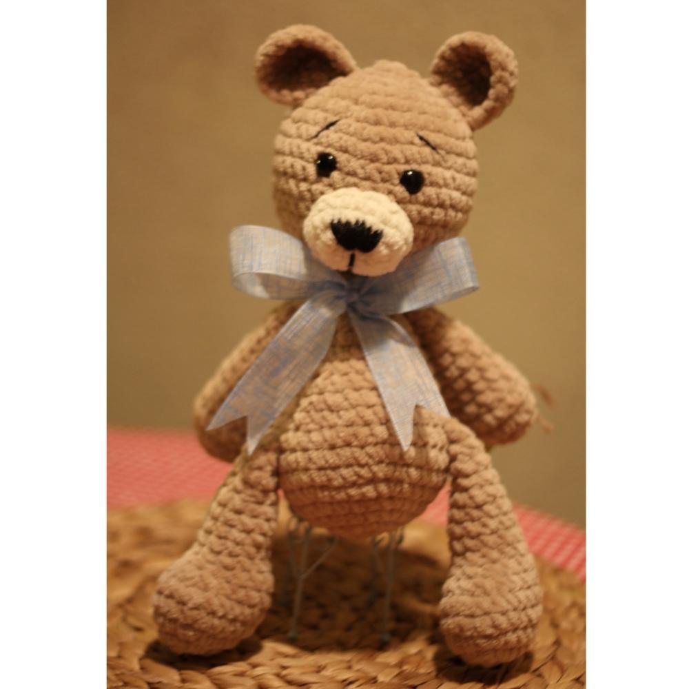 Вязаный крючком плюшевый мишка из хлопка амигуруми, мягкий бежевый