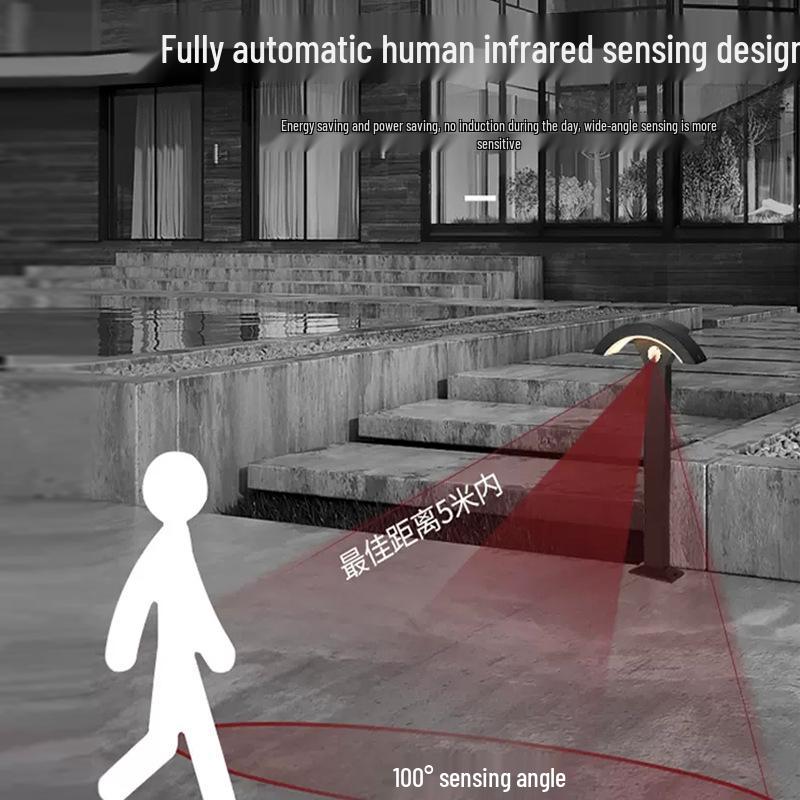 Waterproof Modern LED Outdoor Wall Lamp, Induction Courtyard & Balcony Light, Fan-Shaped Design