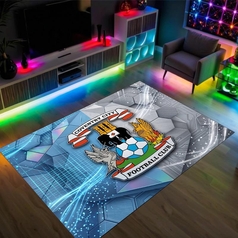 Coventry City Football Design Crystal Velvet Carpet Cozy Non?Slip Printed Rug For Bedroom Living Room Entrance