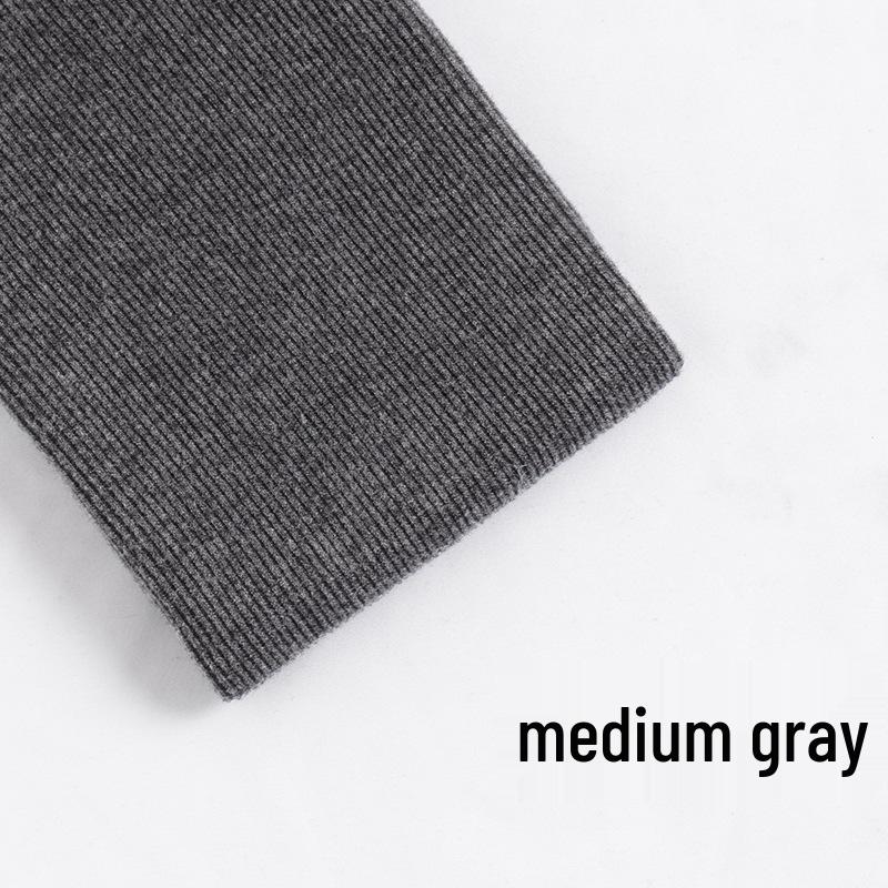 Женские серые хлопковые леггинсы слим-фит - 2025 Новые теплые с плюшевой подкладкой для осени/зимы