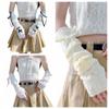 Y2K Long Wrist Gloves Ballet Style Arm Warmers Soft Knitted Bow Arm Sleeves  Girl Party