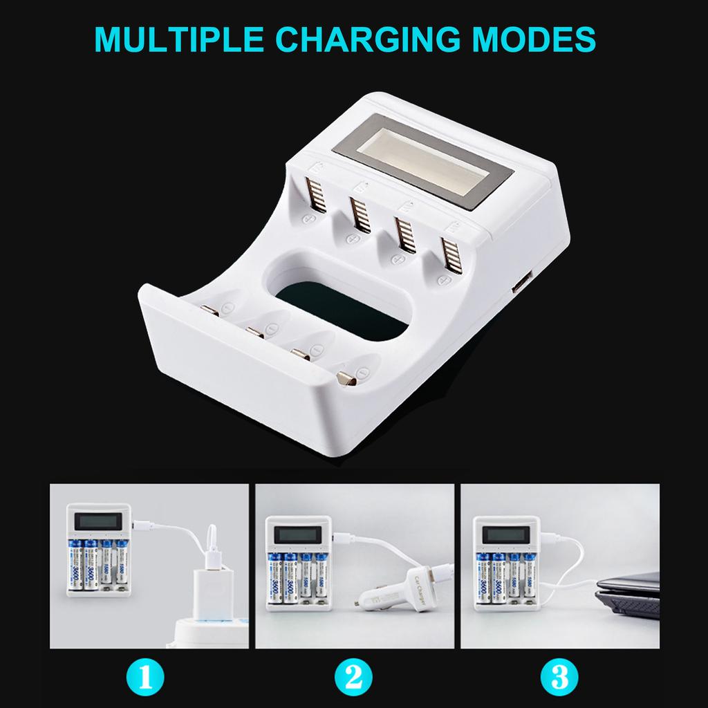 Зарядное устройство на 4 слота с ЖК-дисплеем для Ni-MH аккумуляторной батареи AA AAA Smart Rechargeable