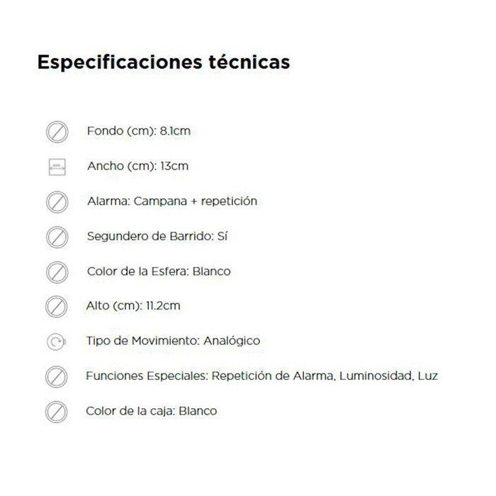 Réveil - SEIKO - QHK059W - Blanc - Alarme - Quartz japonais - Intérieur