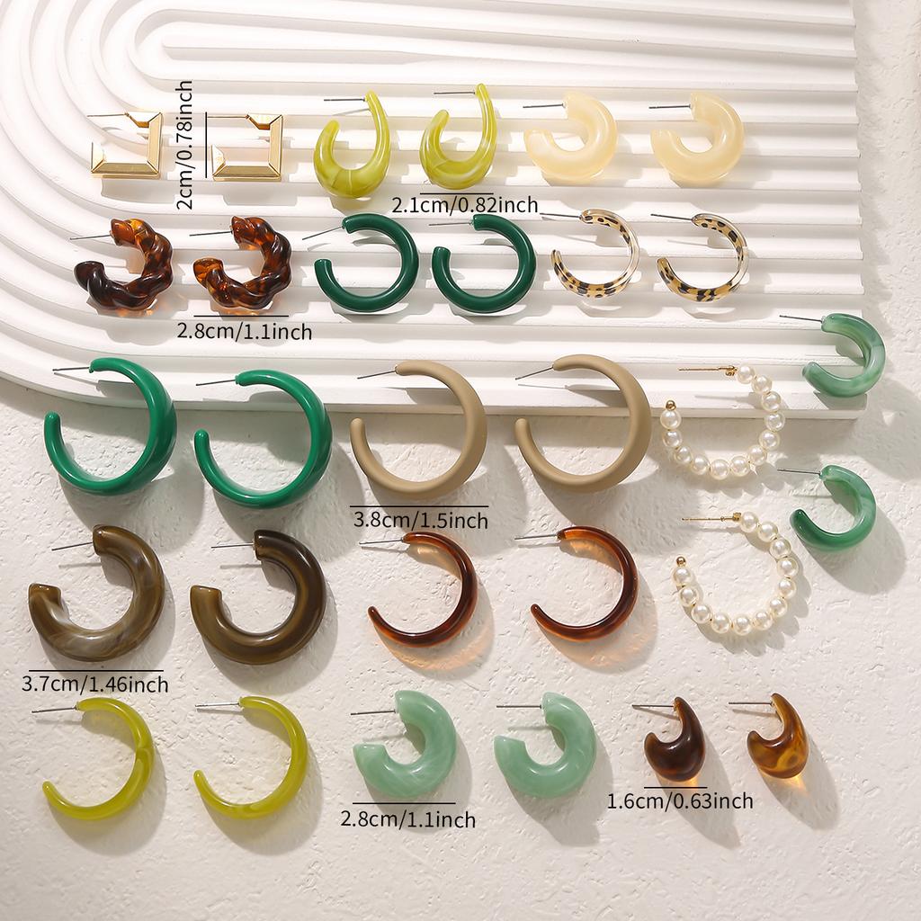 Ретро Летний Многоцветный Набор Серёг-Колец Дизайн в форме Капли Воды и C-образный Женская Мода Серьги с Леопардовым Принтом Повседневная Носка Свидания