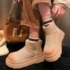 Меховые балетки женские ботильоны на платформе зимние сапоги замшевые теплые плюшевые хлопковые туфли на высоком каблуке женские зимние тренды 2024 года уютные модные ботинки женские