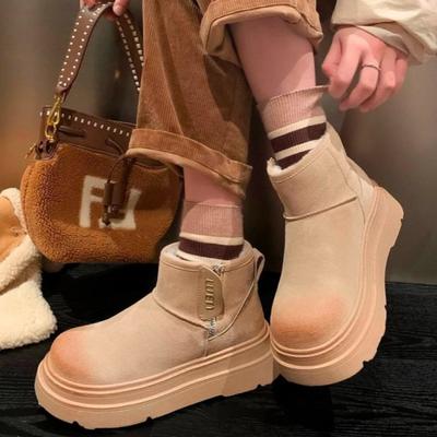 Меховые балетки женские ботильоны на платформе зимние сапоги замшевые теплые плюшевые хлопковые туфли на высоком каблуке женские зимние тренды 2024 года уютные модные ботинки женские