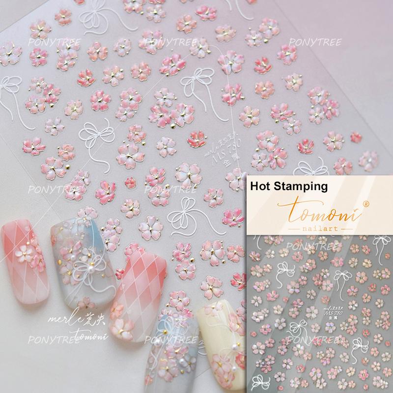 Colourful Frangipani Bright Lily Flowers Gradual Petal Vivid Dew Delicate Romantic Nail Art Stickers Manicure Decals Decorations