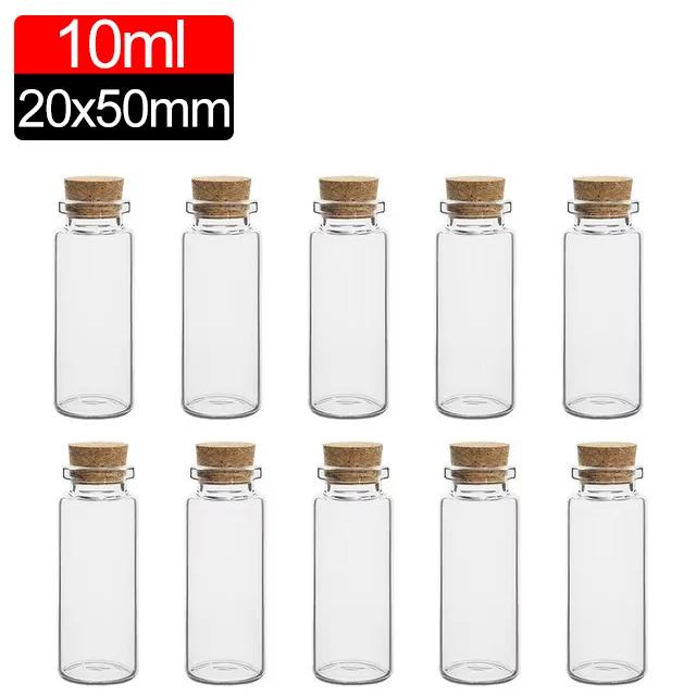50/10PCS MIni Glass Bottles with Cork Stoppers DIY Decoration Mini Glass Vials Cork Message Glass Vial Wishing Bottles Wholesale