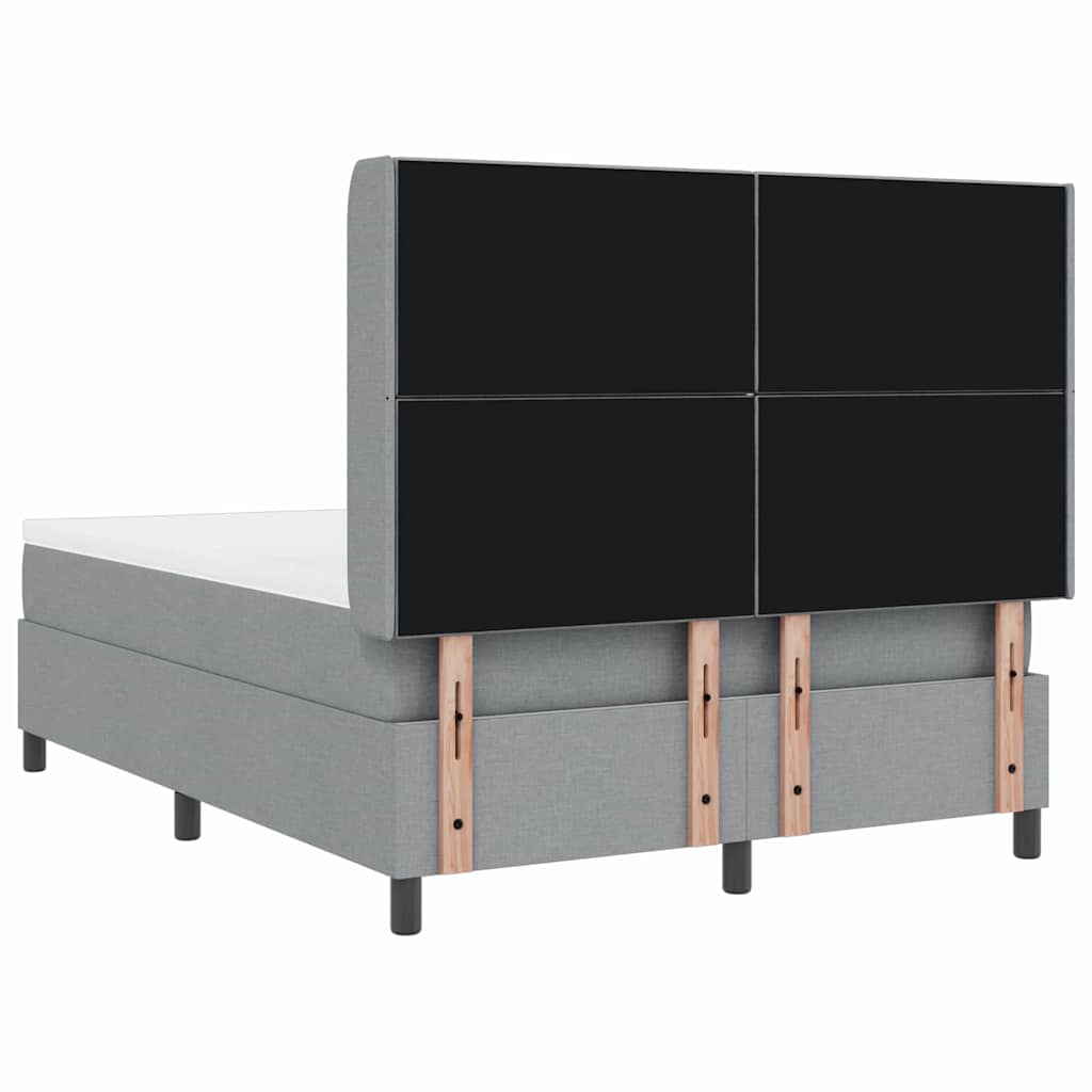 Box Spring Bed with Headboard Light Grey 190 x 140 cm Fabric