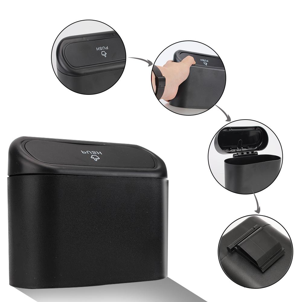 Pressing Type Trash Can Auto Interior Accessories Car Trash Bin Black Hanging Vehicle Garbage Dust Case ABS Storage Box
